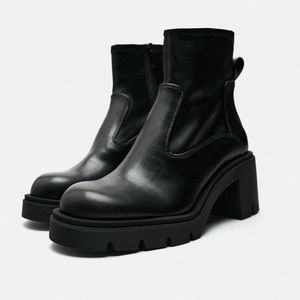 Zara NWT Heeled boots with lug soles